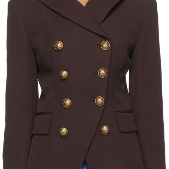 NWT BALMAIN Brown Grain De Poudre 8-Button Jacket - Picture 6 of 16